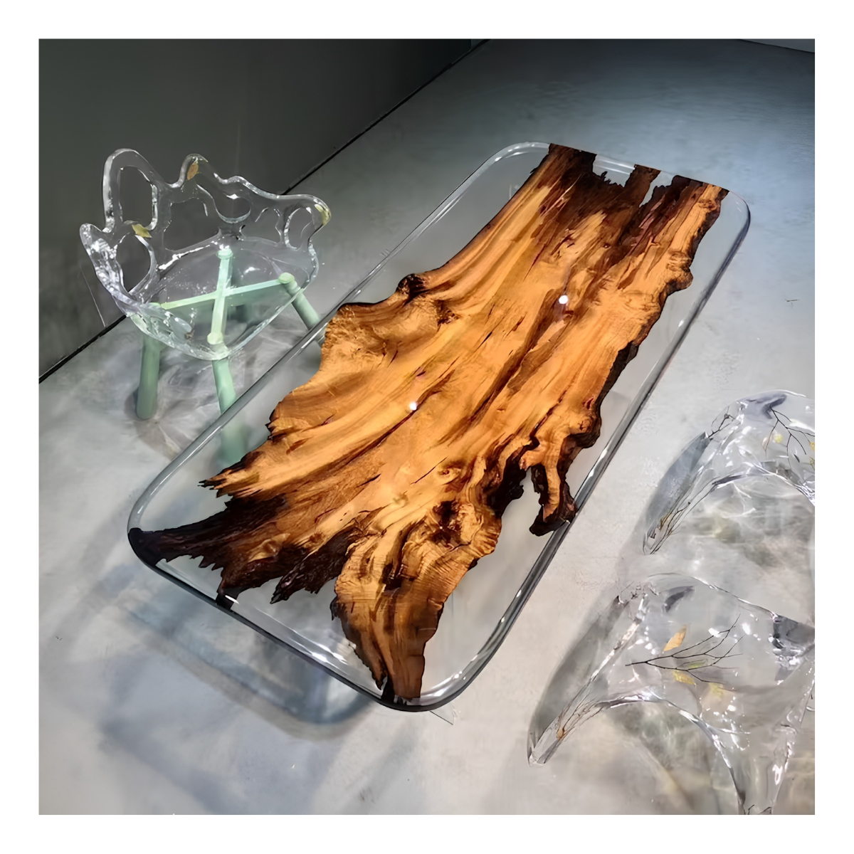 River Clear Epoxy Wooden Table Resin